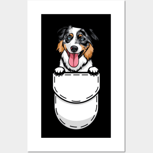 Funny Australian Shepherd Pocket Dog Posters and Art